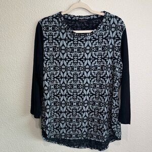 Fresh Produce Womens Large Cotton Boho Printed Long Sleeve Shirt Relaxed Casual